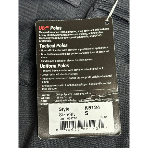 Elbeco L/S Dark Navy Blue Uniform Polo Shirt K5124 Mens Small - Picture 5 of 5